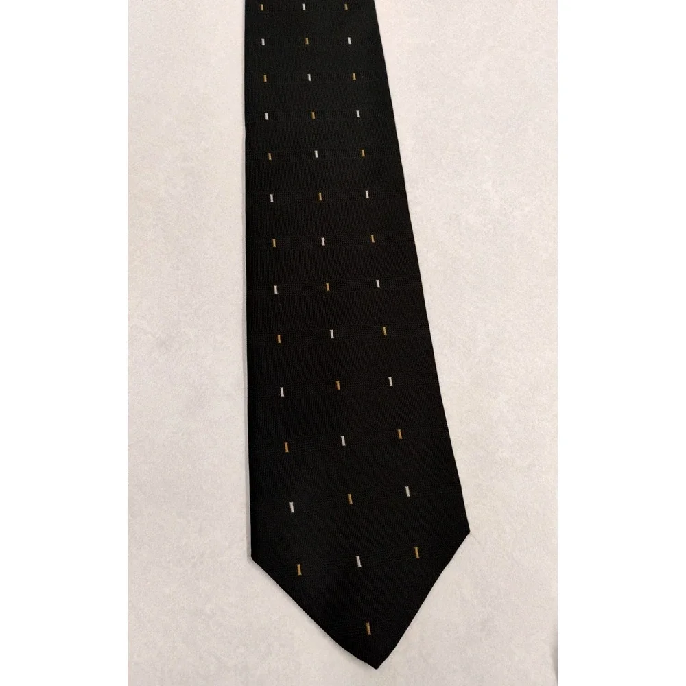 Jones New York Men's Silk Necktie‎ Black Geometric Tie 3.5